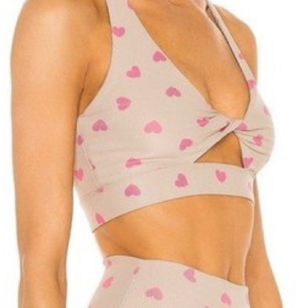 Beach Riot Twist Sports Bra Top Taupe Heart Large